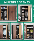 72 Inch Steel Locker Cabinet With Locking Doors For Office Home School Gym Hotel And More Wood Grain Finish Boss Level Heavy Duty Metal Storage Cabinet 72 x 36 x 18 Inches Moisture Proof Rust Resistant shown in various settings