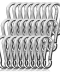 Front view: 60-piece set of 3-inch galvanized steel carabiner snap hooks