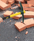 Dual Head 15 Inch Garden Pickaxe And Mattock Weeding Hoe, Forged Steel With Ergonomic Rubber Handle breaking bricks