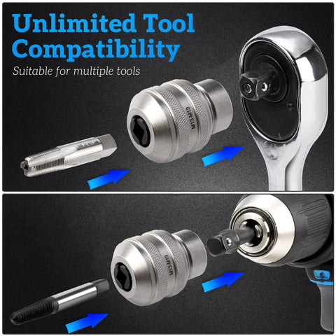 Three Piece Tap Socket Set For Ratchet Wrenches In Sizes One Quarter Inch Three Eighths Inch And One Half Inch Drive shown with tools