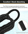 Close-up of Dock Line For Shore Docking With Bungee Mooring Rope Double Loop Ends for Kayak and Dinghy showing braided material.