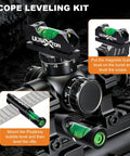 Rechargeable Green Laser Bore Sight Kit With 64 Caliber Adapters For.17 To 12 GA, scope leveling kit with magnetic bubble level