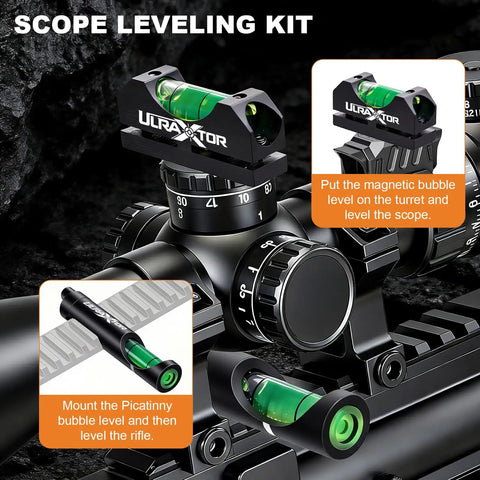 Rechargeable Green Laser Bore Sight Kit With 64 Caliber Adapters For.17 To 12 GA, scope leveling kit with magnetic bubble level
