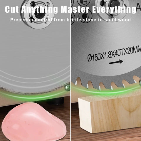 Close-up of Do-It-All 69-Piece Jewelry Making Polisher Kit blade, showing precision control on wood and stone surfaces.
