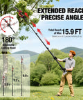 2-In-1 Cordless Pole Saw And Chainsaw, 8-Inch And 6-Inch Heads, 18V M18 Compatible, Reach Up To 15.9 Ft in use by person outdoors
