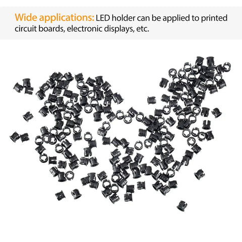 200 Pack 5mm LED Holder Clips Black Nylon Mounting Brackets For LED Bezel Display Panels scattered view
