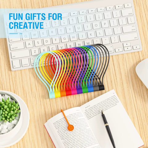 Reusable Magnetic Silicone Cable Ties 9 Inch Twist Ties For Cord Organization And Bundling arranged on desk