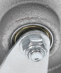 Close-up of Kickass 4 Inch Caster Wheels 4 Pack With Locking Brakes, showing double ball bearing assembly.