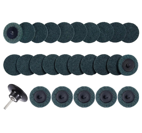 25 Pack 2 Inch Quick Change Sanding Discs For Die Grinder Surface Prep Strip Grind Polish Burr Finish Rust And Paint Removal Fine Grit Aluminum Oxide Set shown in rows