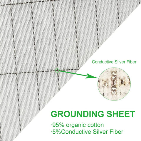Close-up of Grounding Mat With Grounding Cord And Organic Cotton Conductive Silver Fiber For Sleep Boost 77 By 88 Inches Grounding Sheets