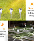 Stainless Steel Glass Solar Outdoor Lights 8 Pack Super Bright Lit Pathway Garden Landscape Lights Waterproof Solar Powered for Lawn