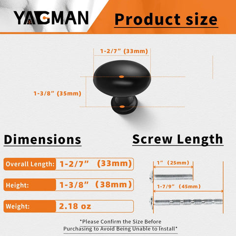 10 Pack Matte Black Oval Kitchen Cabinet Knobs And Drawer Handles Zinc Alloy Hardware dimensions and screw sizes
