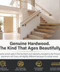 Modern staircase with Oak Wood Wrapped Aluminum Core Handrail Kit For Indoor Stairs 3 Feet Long With 1.6 Inch Round Railing TrueWood Look ADA Compliant Includes Two Matte Nickel Pivoting Brackets And ADA Wall Returns Modern Durable Home Stair Rail