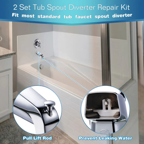 Tub Spout Diverter Repair Kit With 2 Diverter Valve Stems, 2 Cup Seals And 2 Gates for leaky faucet repair in bathroom setup
