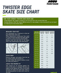 Size chart for Twister XT Women's Fitness Inline Skates describing foot measurement and preparation instructions.