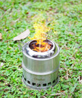 Stainless Steel Wood Burning Camping Stove Portable For Backpacking And Outdoor Cooking With Grill Grid And Carry Bag Ultra Lightweight