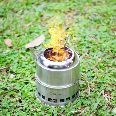 Stainless Steel Wood Burning Camping Stove Portable For Backpacking And Outdoor Cooking With Grill Grid And Carry Bag Ultra Lightweight