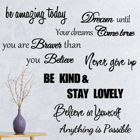 Motivational Wall Decals Set Of Seven Inspirational Quotes For Women And Girls Home Decor Believe In Yourself Be Amazing Today