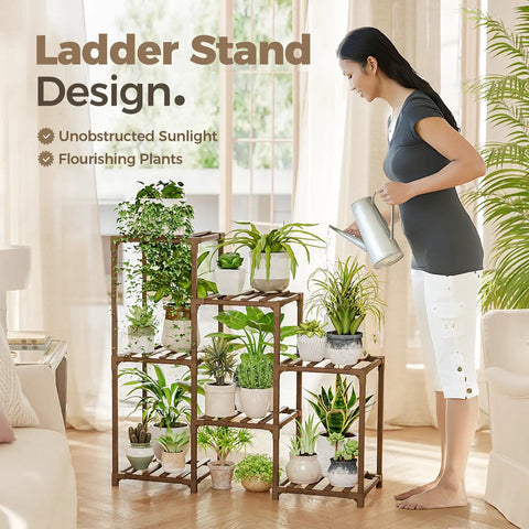 Sturdy Pine Wood Plant Stand And Versatile Ladder Shelf Ideal For Indoors Or Outdoors Multi Tier Pot Rack Helping Plant Parents Display Their Leafy Collection With Zero Hassle And Cool Vibe