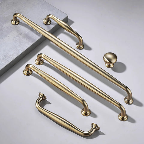 10 Pack Cabinet Handles Set 5 Inch 128mm Screw Spacing Champagne Bronze Solid Zinc Alloy Furniture Pulls displayed on surface