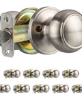 Passage Door Knob For Hall And Closet Doors In Satin Nickel Non Locking Interior Round Door Handle Colonial Finish No Fuss