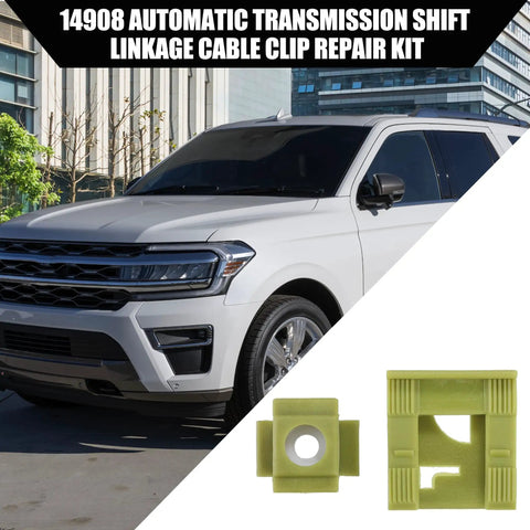 Shift Cable Column Linkage Kit For Ford E Series Vans And F150 1998 To 2014 Fit Expedition Explorer Edge Excursion And More Durable Inner Retainer Clips Easy Install Two Piece Repair Set, green plastic bushings