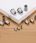 60Pcs M6 Stainless Steel Rivet Nuts Kit Flat Head Rivnut Threaded Inserts Nutsert Rivet Nut With Knurled Body for metal auto use