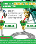 1 Ft Female To Female Garden Hose Connector Heavy Duty Metal Reel Connection Hose Stainless Steel Flexible No Leak