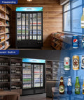 Heavy Duty Workhorse Commercial Merchandiser Refrigerator With Smooth Automatic Sliding Rebound Doors And Reinforced Glass Panels For High Traffic Stores Keep Merchandise Frosty All Day Long in store and restaurant settings.