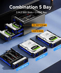 Beefy Hybrid Storage Rig Housing Two Sata Drives Alongside Triple M.2 NVMe Slots With Flexible Raid Configs Built In Silent Fan And Super Fast Dual USB 3.2 Ports For Max Capacity Setup with SSD and HDD slots.