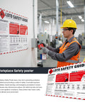 Lockout Tagout Safety Poster for OSHA Hazardous Energy Control in industrial setting, man using LOTO equipment on machinery.