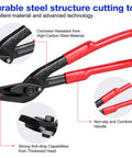 12 Inch Heavy Duty Strapping Cutter For Steel Pet Pp Bands With Chrome Vanadium Blade Cuts Thick Tape Like Butter Featuring A Safe Bionic Beak Lightweight Design And Non Slip Handle For Smooth No Sweat Job Site Work Every Single Day, showing durable steel construction and comfortable grip.