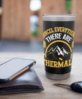Insulated Stainless Steel Tumbler For Glider And Sailplane Pilots, Soaring Aviation Enthusiast Gift, on table with phone