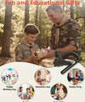 Father and son in scout uniforms with Flint And Steel Fire Starter With Paracord Handle And Thick Striker 4 Inch Ferro Rod