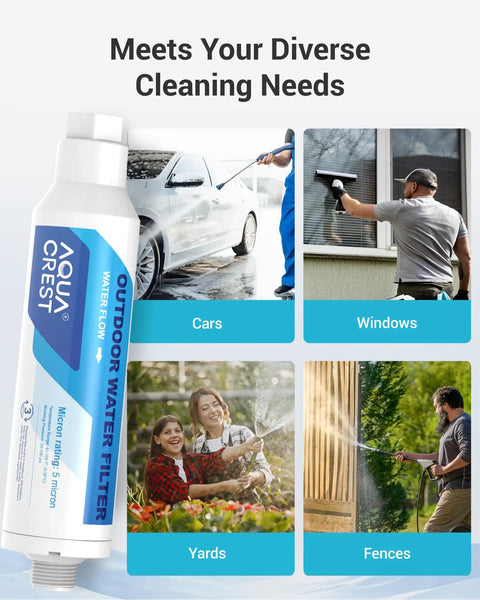Inline Water Filter For Car Washing And Yard Cleaning, Reduces Hard Water Spots, flexible hose protector, multi-stage filtration
