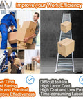No Sweat Rolling Conveyor Table For Warehouse Unloading And Truck Trailer Loading Light Duty Stainless Steel Manual Slide System Smooth Cargo Moving Platform 20x13 Feet showing workers loading boxes