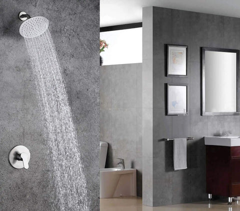Easy Install Brushed Nickel Shower Faucet Set With Single Handle Rough In Valve Solid Brass Construction Shower Arm And Showerhead Corrosion Resistant Durable Bathroom Upgrade