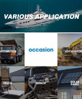 Collage showcasing applications including yacht, truck, excavator, winch, and solar panel systems for circuit breaker use.