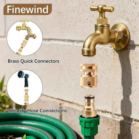 Two Sets Brass Garden Hose Quick Connect Fittings Three Quarter Inch GHT Male And Female No Leak Connectors for home use