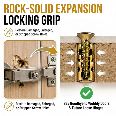 Short 6x14mm Expansion Screw Set For DIY Cabinet Hinge Repairs And Wood Fixes, Metal Anchor Screws For Stripped Holes, Door Hinge Repair Kit