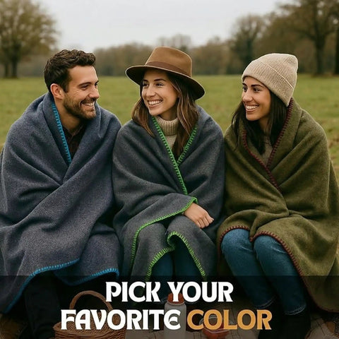 Group using Go-To Rugged Wool Camping Blanket 70 Percent Wool, Fire Retardant, Washable, Military Style Throw In Grey 66x90
