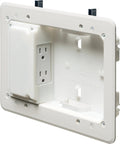 Low Profile In-Wall TV Box For Shallow Walls 8x5 Inch Recessed Wall Box For Flat Screen TVs Fits One Half Or Five Eighth Inch Drywall 1.25 Inch Depth Includes UL Listed Decorator Style Receptacle For A No-Brainer Retrofit Install