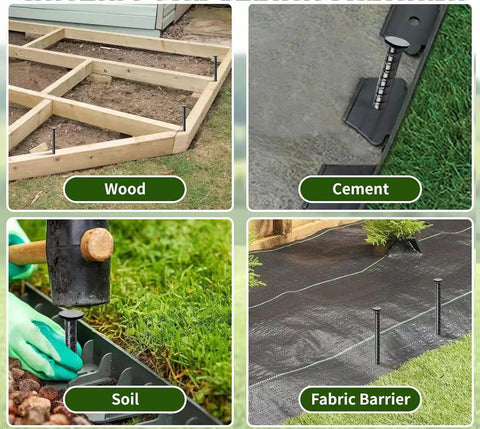 Beefy 16 Inch Rebar Ground Stakes Half Inch Diameter Galvanized Steel Anchors for wood, cement, soil, fabric barriers.