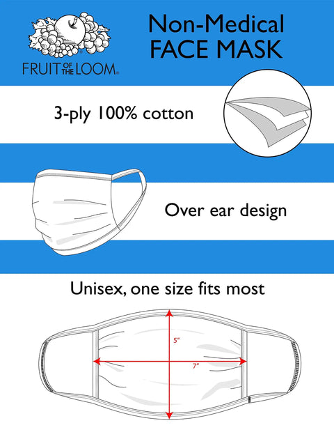 Reusable Cotton Face Mask Pack Of 50 White Unisex One Size Fits Most 3 Ply With Silver Threads Washable diagram