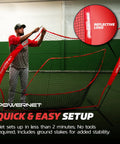 7 By 7 Foot Baseball And Softball Practice Net For Backyard Batting And Pitching Portable Red Bow Frame Net With Ground Stakes