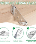 Heavy Duty Stainless Steel Triangle Corner Connectors Set Of 10 With Pre Drilled Holes And Included Screws Installed on Wood