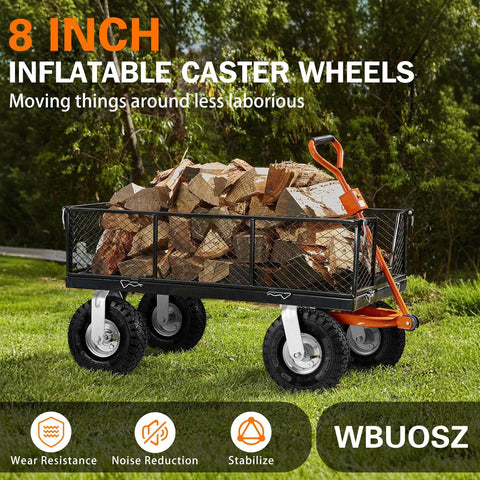 8 Inch Pneumatic Casters 4 Pack With 2 Swivel And 2 Rigid Heavy Duty Wheels 1200 Lbs Capacity Rubber Tread Casters Wagon