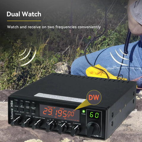 Long Range 10 Meter Ham Radio Base Station Transceiver with dual watch feature in outdoor setting