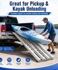 Heavy Duty 6.6ft Foldable Steel Roller Conveyor Table For Warehouse Shipping And Cargo Unloading With 12 Inch Width Gravity Slide System, loading kayak from pickup.