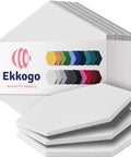 Make Your Space Pop With These High Density White Hexagon Acoustic Panels to Dampen Noise and Kill Echoes Quick for Studios Podcast Rooms and Home Offices Sound Absorbing Wall Tiles Pack of 12 Insane Value, showing hexagonal panels and color options.